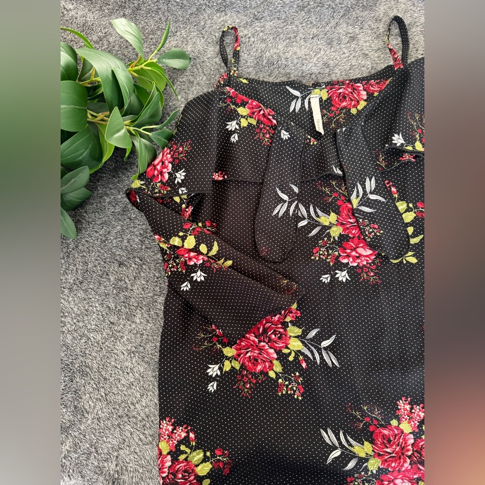 Floral Black and Red Blouse